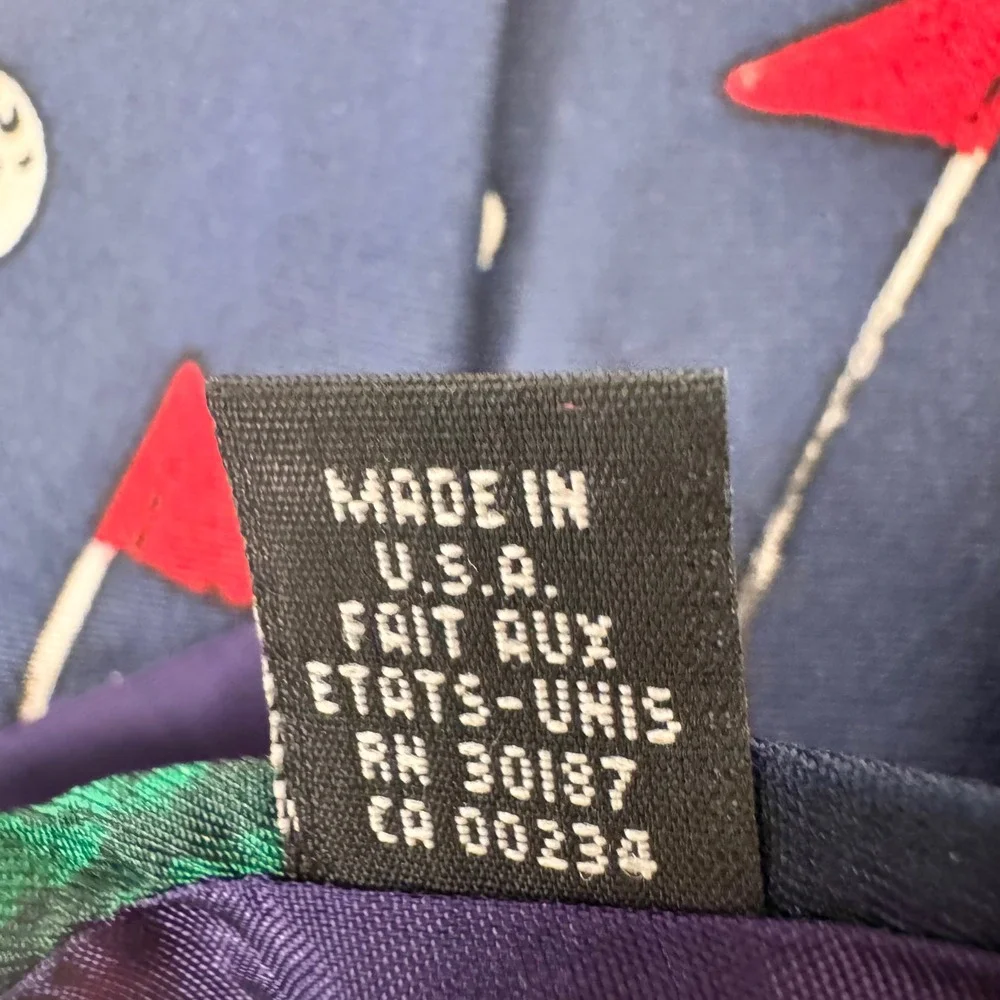 Vintage NWT Save the Children Necktie Men OS Navy Blue Silk Golf Fore‎ Novelty
